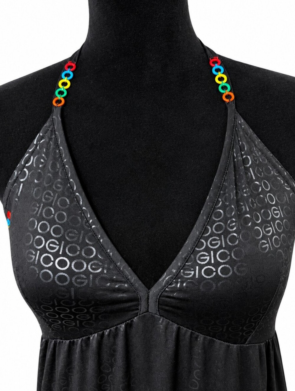 COOGI Black Maxi Halter Dress with Beaded Straps - Picture 4 of 12
